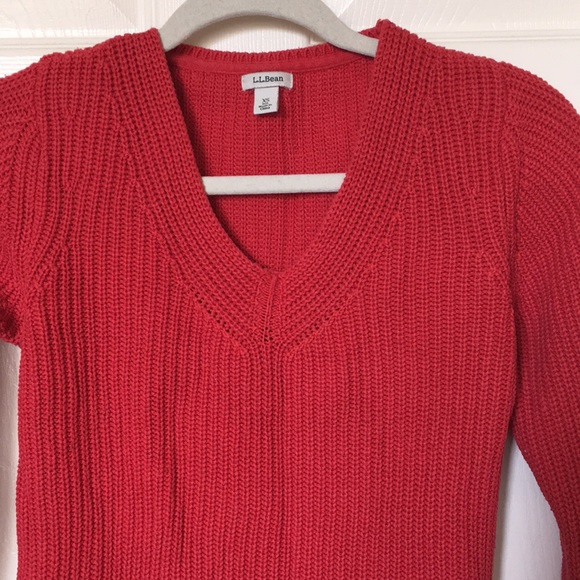 L.L. Bean red v neck sweater - Picture 3 of 3